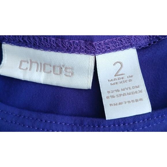 Chico’s Women’s Purple Scoop Neck Sleeveless Stretch Knit Tank Top Size 2 (L/12) - Picture 2 of 3